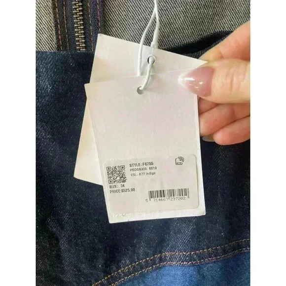 GANNI X Ahluwalia Denim Square Neck Midi Denim Wavy Dress Size 34 2 - Picture 12 of 15